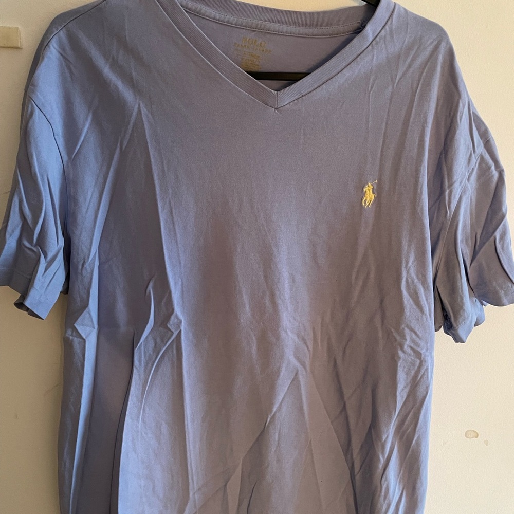Polo by Ralph Lauren Men's Blue V-Neck Shirt